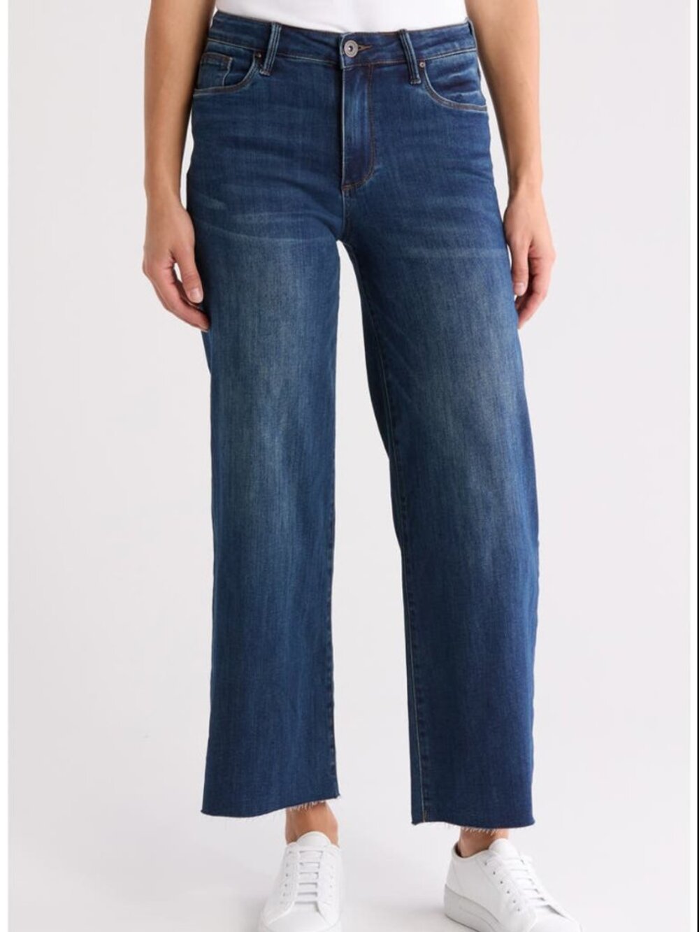 Whetherly High Rise Wide Leg Jeans Medium Wash Raw Hem 29 / 8